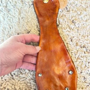 Handcrafted Brown Leather belt hidden zipper Accessory